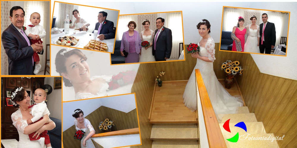 fotos de boda novia en casa con sus padres y hermana