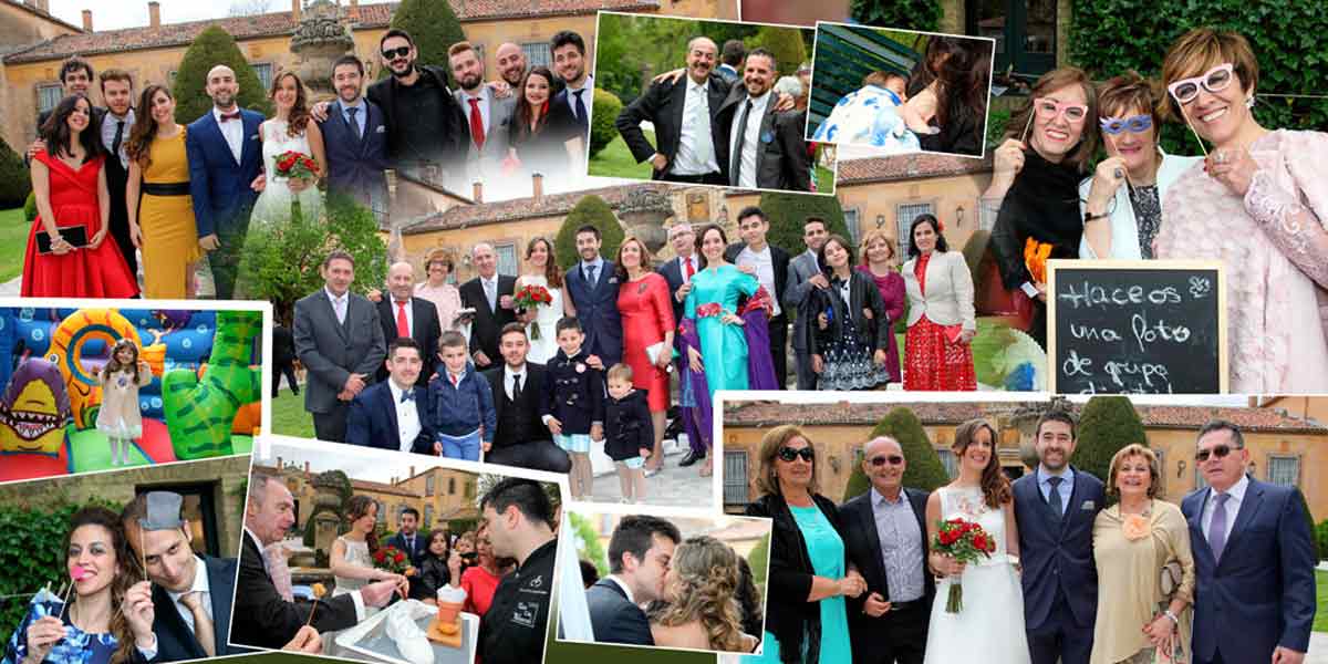Maquetación compleja de fotos de boda variadas