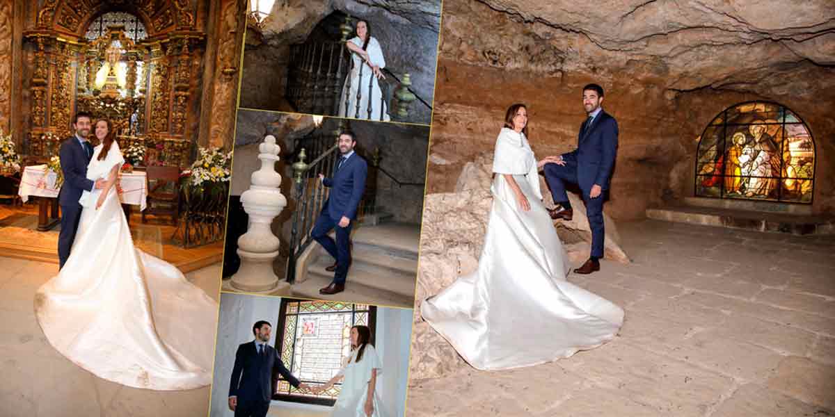 Maquetación ábum de boda en San Saturio gruta e iglesia Soria