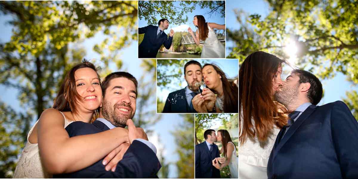 Maquetación ábum de boda en beso a orillas del Duero Soria