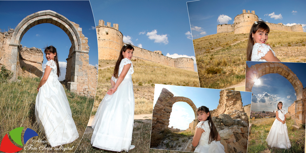 Reportaje de fotógrafo de fotos de comunión en Berlanga de Duero Soria en Berlanga de Duero, Soria, castillo